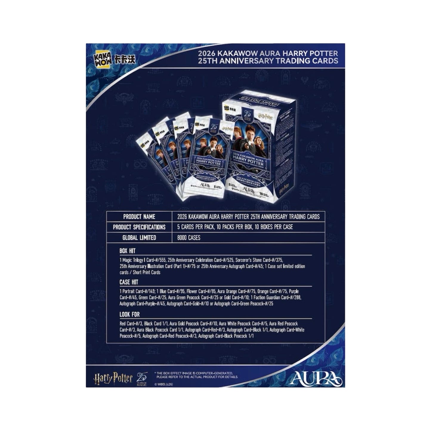 2026 Harry Potter Aura Booster Pack/Box Kakawow 25h Anniversary Trading Card Set